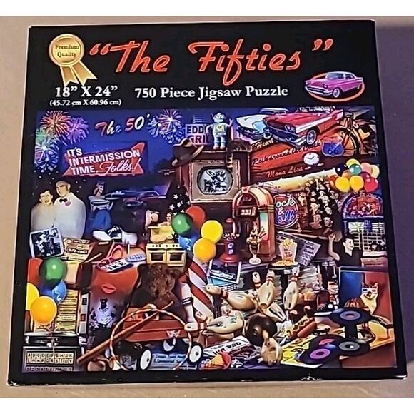 The Fifties 1950s Decade Puzzle 750 Pc Nostalgic Retro Complete Vintage - Picture 2 of 5